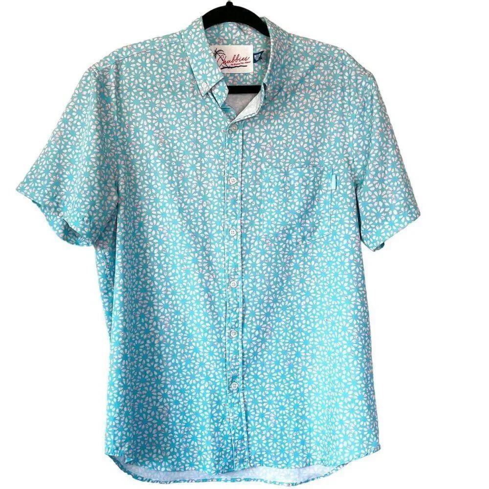 NEW! Chubbies Blue Short Sleeve Button Up Shirt Size Medium